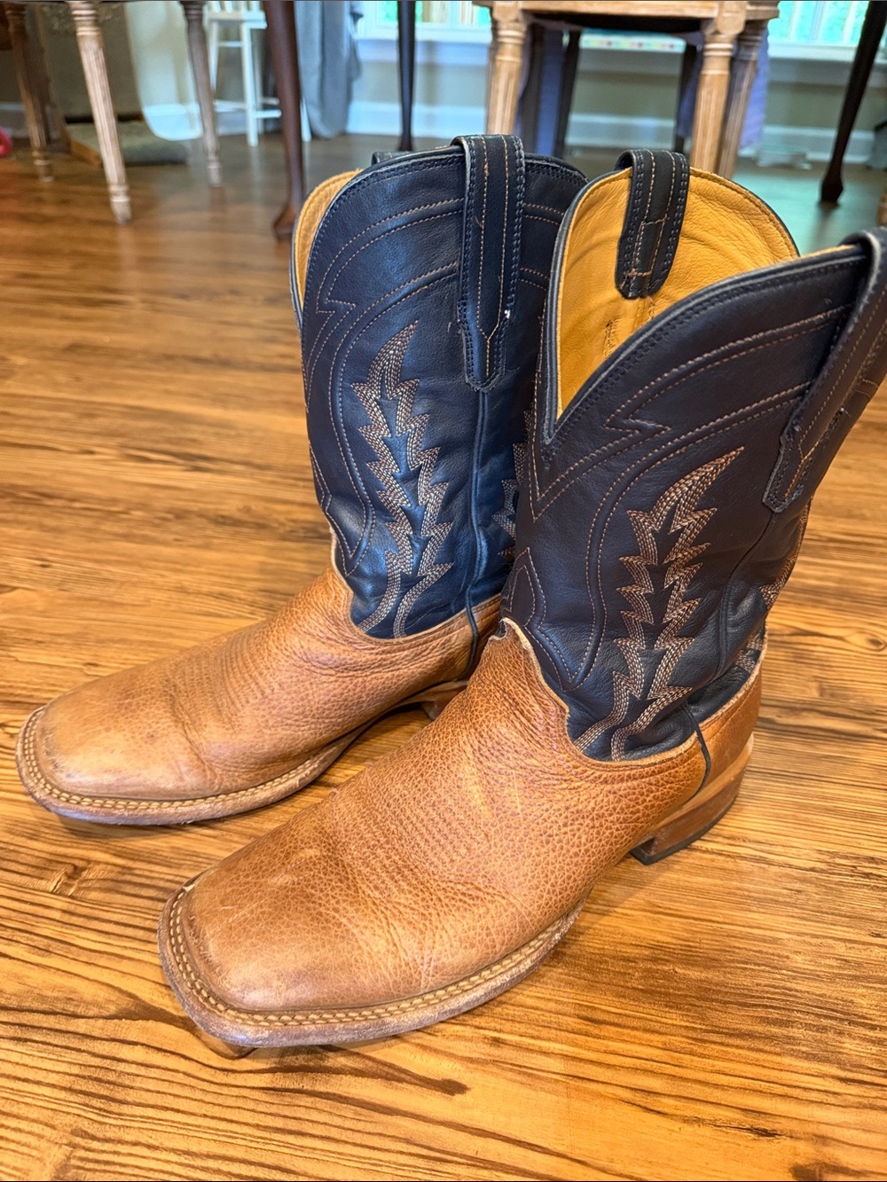 Men's Tecovas Two-Tone Leather Cowboy Boots - Tan & Navy